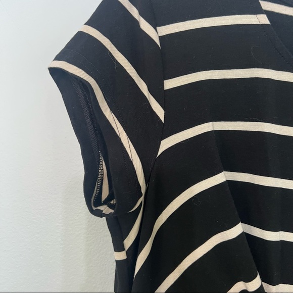 Garnet Hill Short Sleeved Tie Twist Striped Midi Dress - Picture 7 of 11